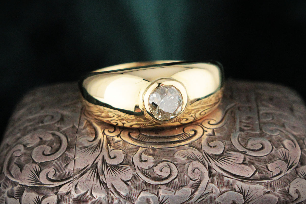 BESPOKE .55ct OLD MINE CUT DIAMOND RING 18ct GOLD