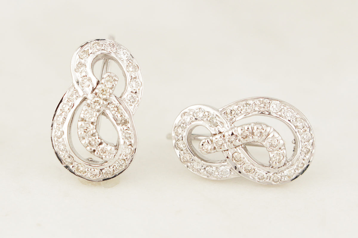 CONTEMPORARY .54ct DIAMOND EARRINGS 14ct WHITE GOLD