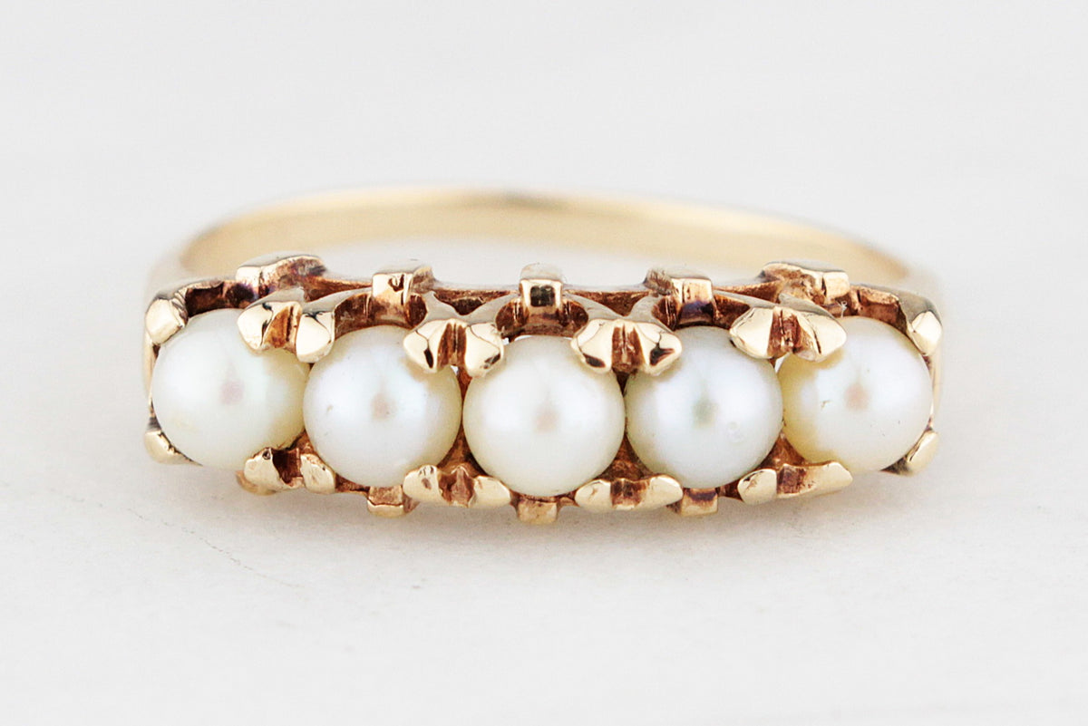 VINTAGE c1960/70 PEARL RING 9ct GOLD