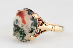 MID-CENTURY MOSS AGATE RING 9ct GOLD