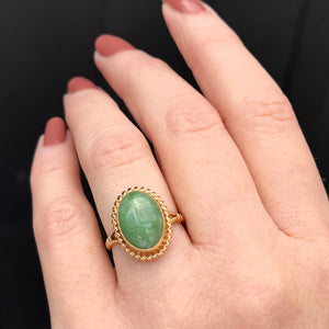 VINTAGE ESTATE 1993 JADE RING 9ct YELLOW GOLD