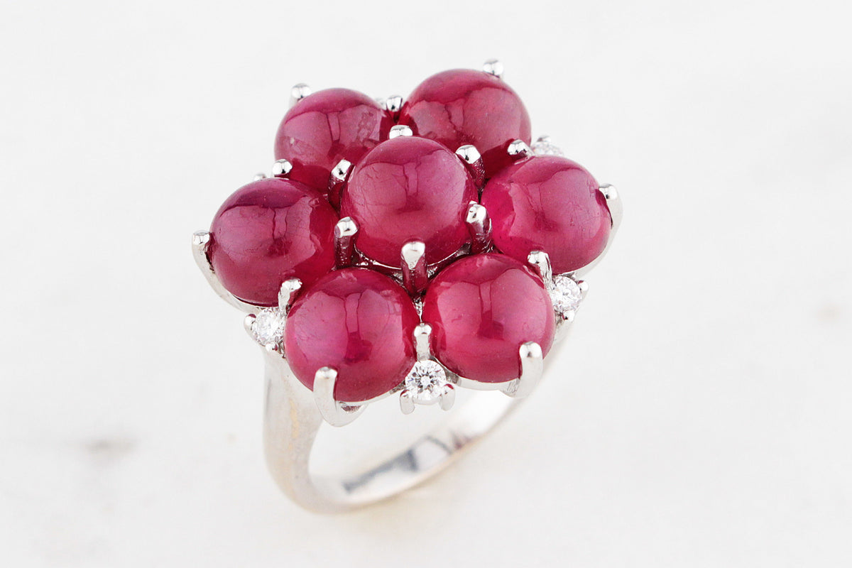 CONTEMPORARY ITALIAN RUBY &amp; DIAMOND RING 18ct GOLD
