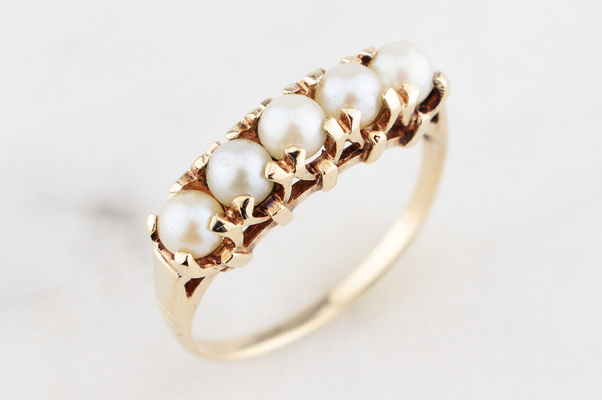 VINTAGE c1960/70 PEARL RING 9ct GOLD
