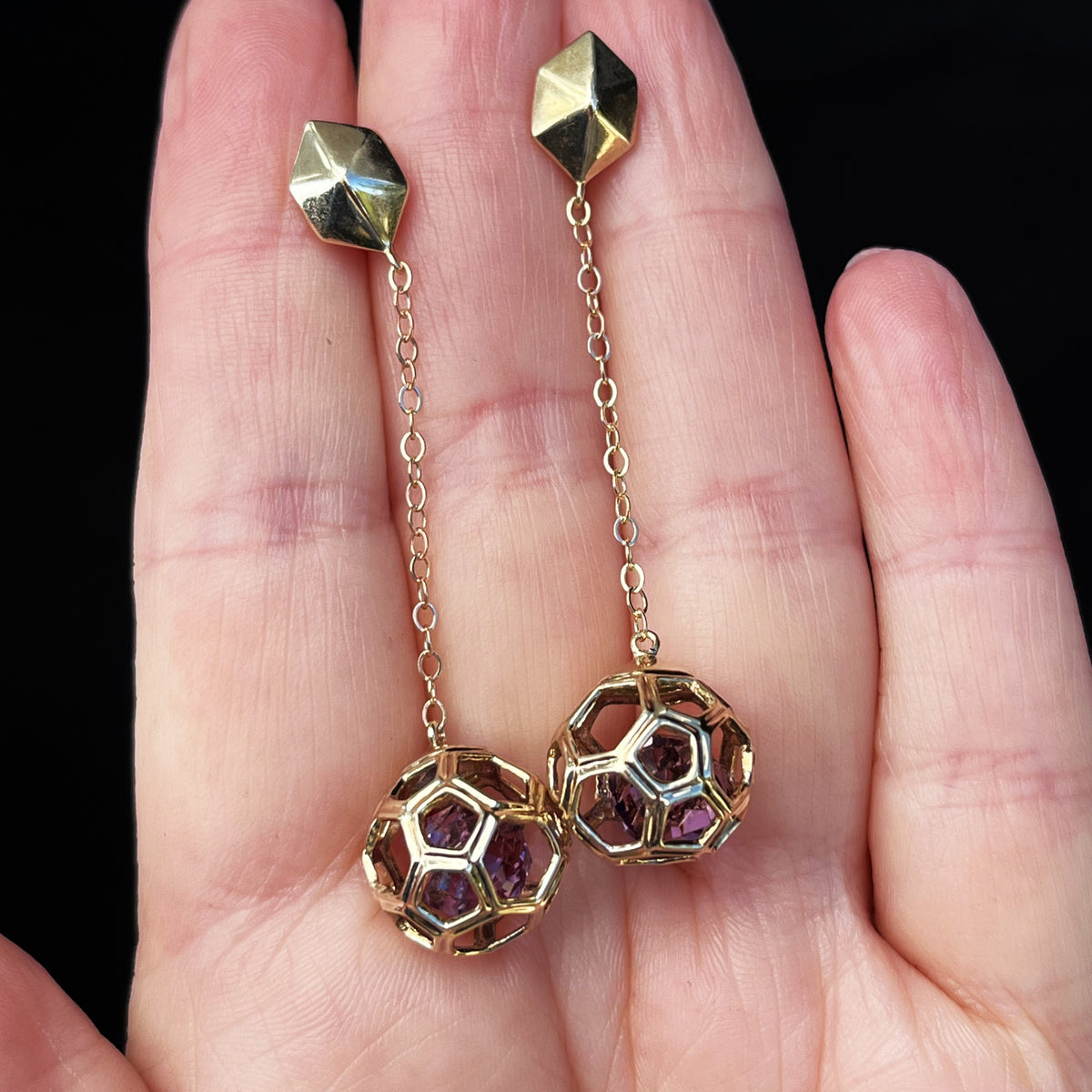 RETRO AMETHYST EARRINGS 9ct GOLD