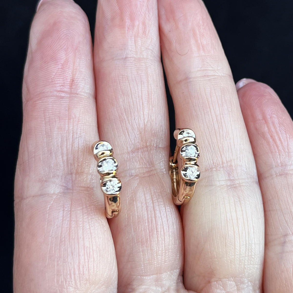 RETRO 1980’S DIAMOND HOOP EARRINGS 9ct GOLD