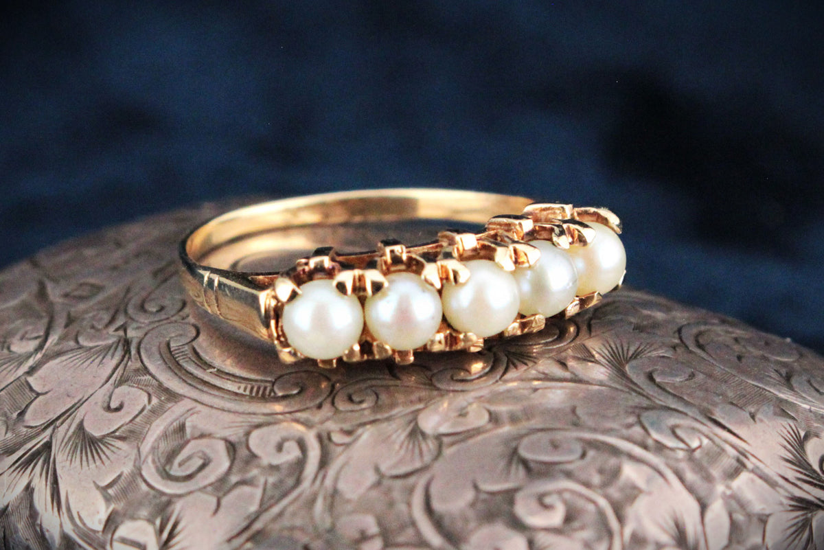 VINTAGE c1960/70 PEARL RING 9ct GOLD