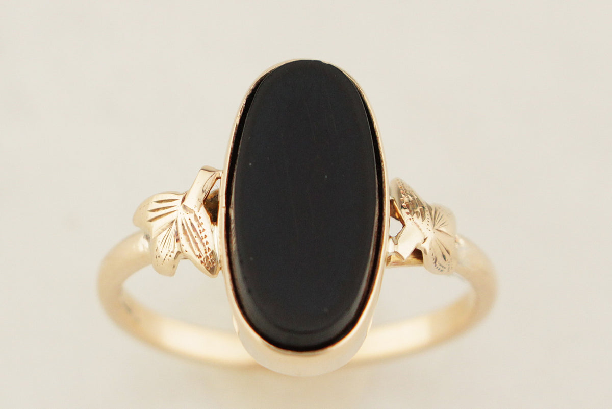 ANTIQUE AUSTRALIAN c1920 ONYX RING 9ct GOLD