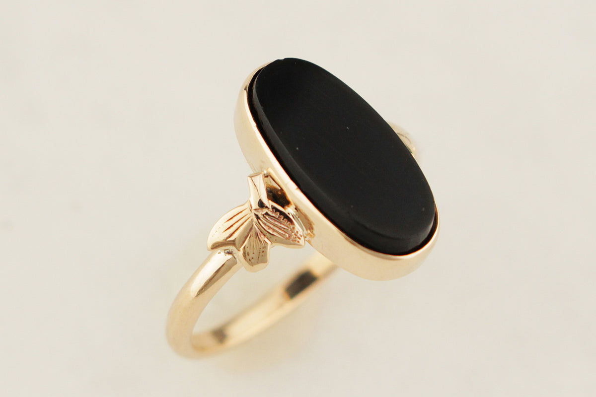 ANTIQUE AUSTRALIAN c1920 ONYX RING 9ct GOLD
