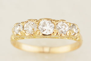 ANTIQUE EDWARDIAN c1900 FIVE STONE .80ct DIAMOND RING 18ct GOLD