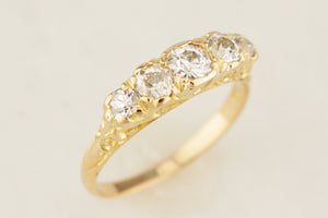 ANTIQUE EDWARDIAN c1900 FIVE STONE .80ct DIAMOND RING 18ct GOLD