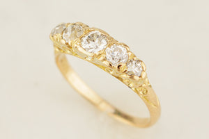 ANTIQUE EDWARDIAN c1900 FIVE STONE .80ct DIAMOND RING 18ct GOLD