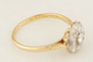 ANTIQUE EDWARDIAN c1910 DIAMOND DAISY RING 18ct GOLD & PLATINUM