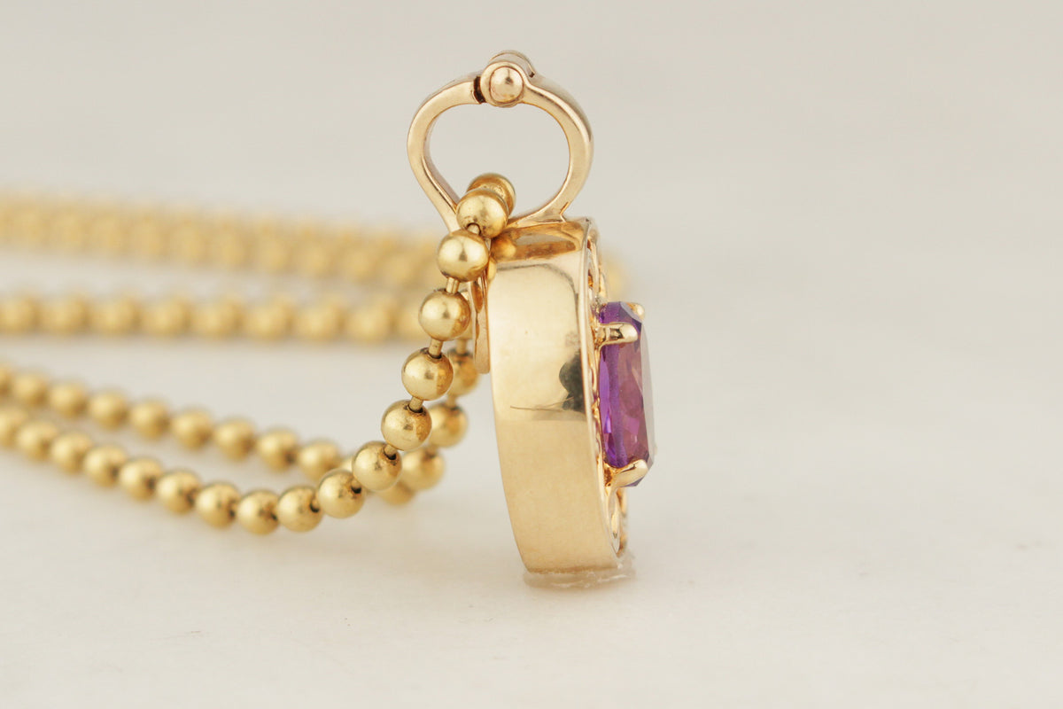 ANTIQUE EDWARDIAN c1910 AMETHYST ENHANCER PENDANT 9ct GOLD