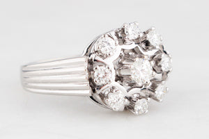 VINTAGE c1940's .80ct DIAMOND CLUSTER RING 14ct GOLD