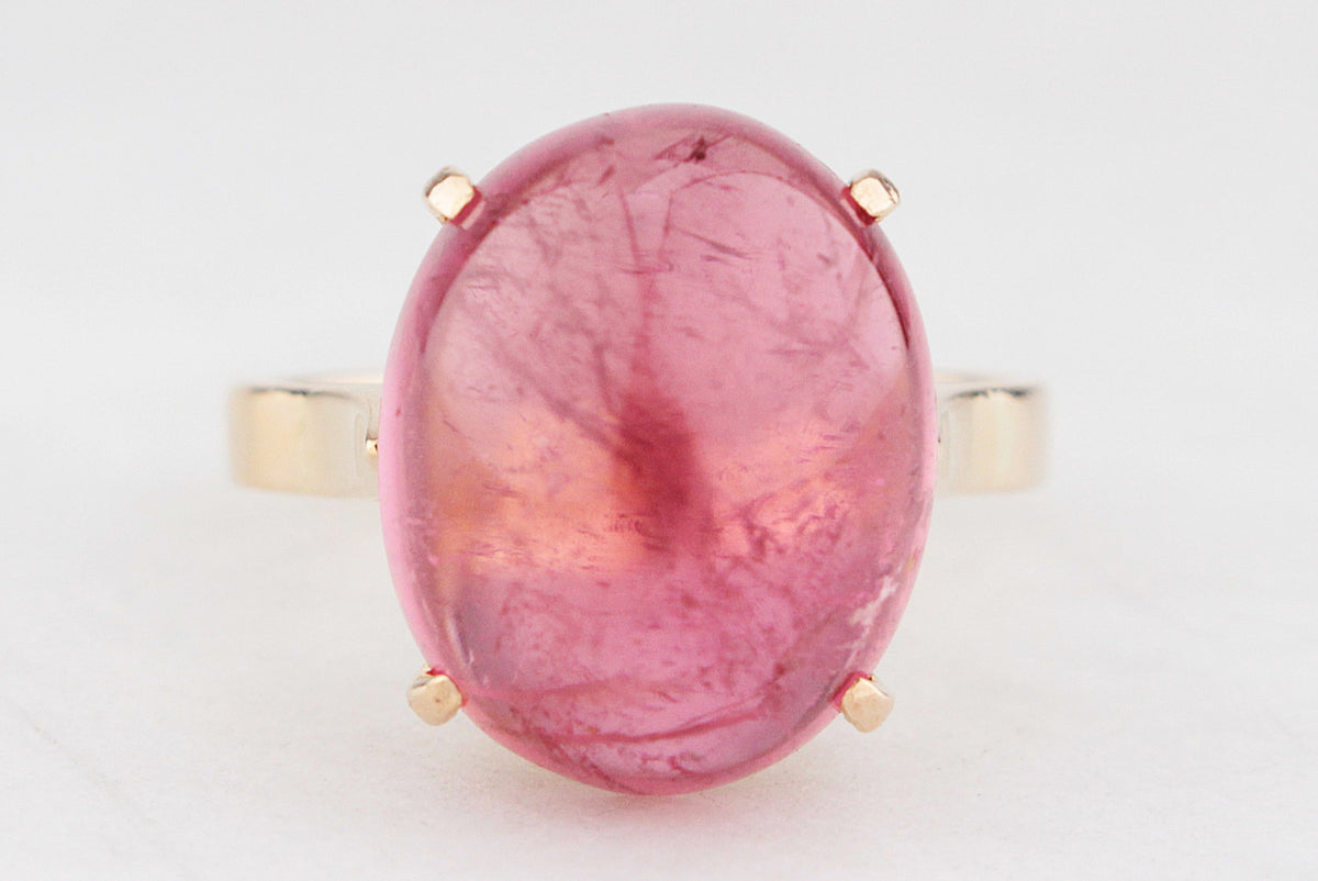 VINTAGE 12ct CABOCHON TOURMALINE RING 14ct GOLD