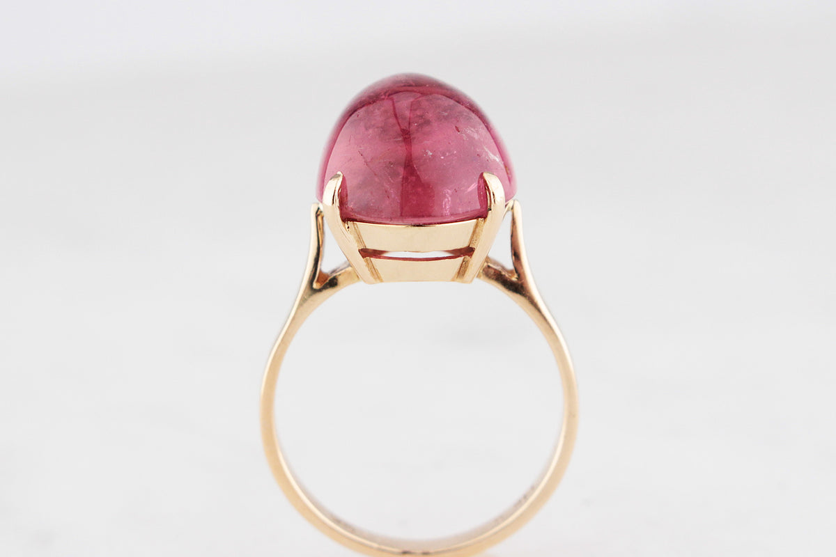 VINTAGE 12ct CABOCHON TOURMALINE RING 14ct GOLD