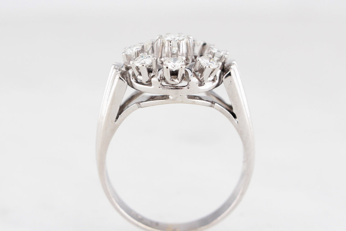 VINTAGE c1940's .80ct DIAMOND CLUSTER RING 14ct GOLD