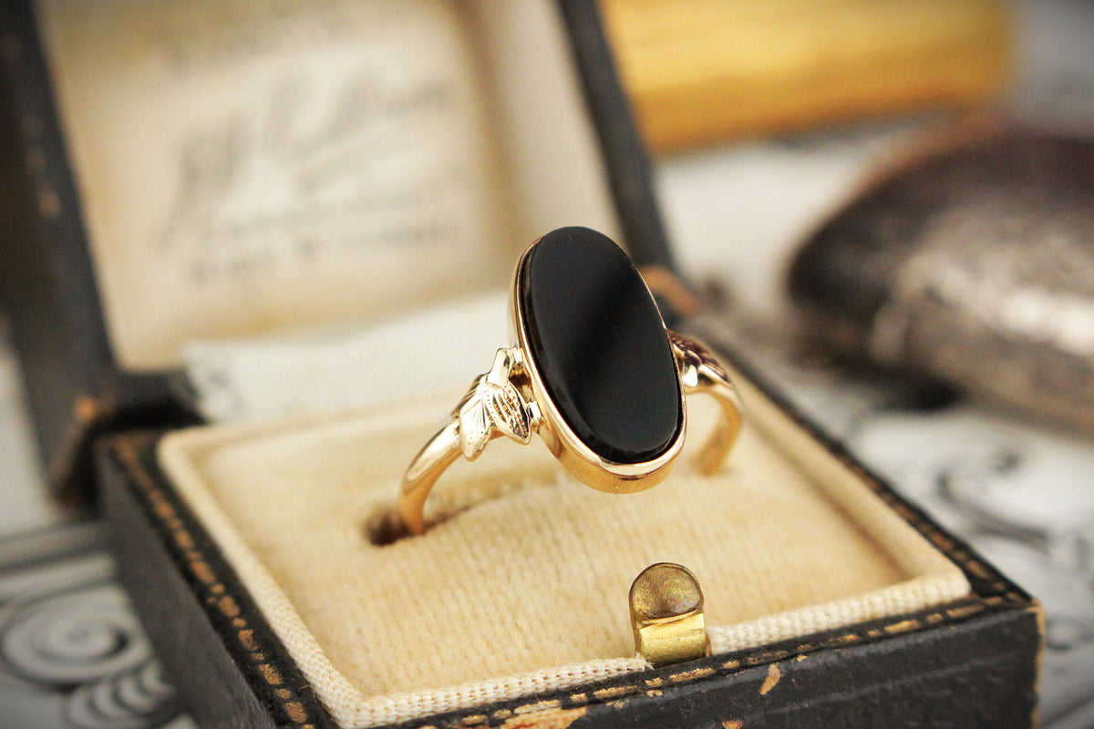 ANTIQUE AUSTRALIAN c1920 ONYX RING 9ct GOLD