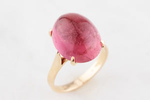 VINTAGE 12ct CABOCHON TOURMALINE RING 14ct GOLD