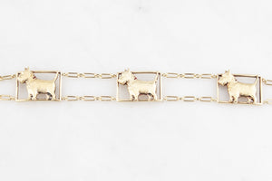 VINTAGE SCOTTY DOG LINK BRACELET 14ct GOLD
