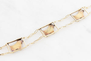 VINTAGE SCOTTY DOG LINK BRACELET 14ct GOLD