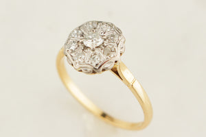 ANTIQUE EDWARDIAN c1910 DIAMOND DAISY RING 18ct GOLD & PLATINUM