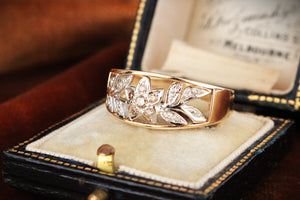 MODERN DIAMOND & COGNAC DIAMOND FLORAL RING 9ct GOLD