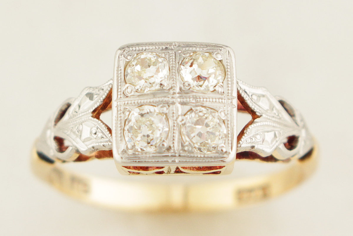 ANTIQUE AUSTRALIAN c1915 .40ct DIAMOND RING PLATINUM &amp; 18ct GOLD
