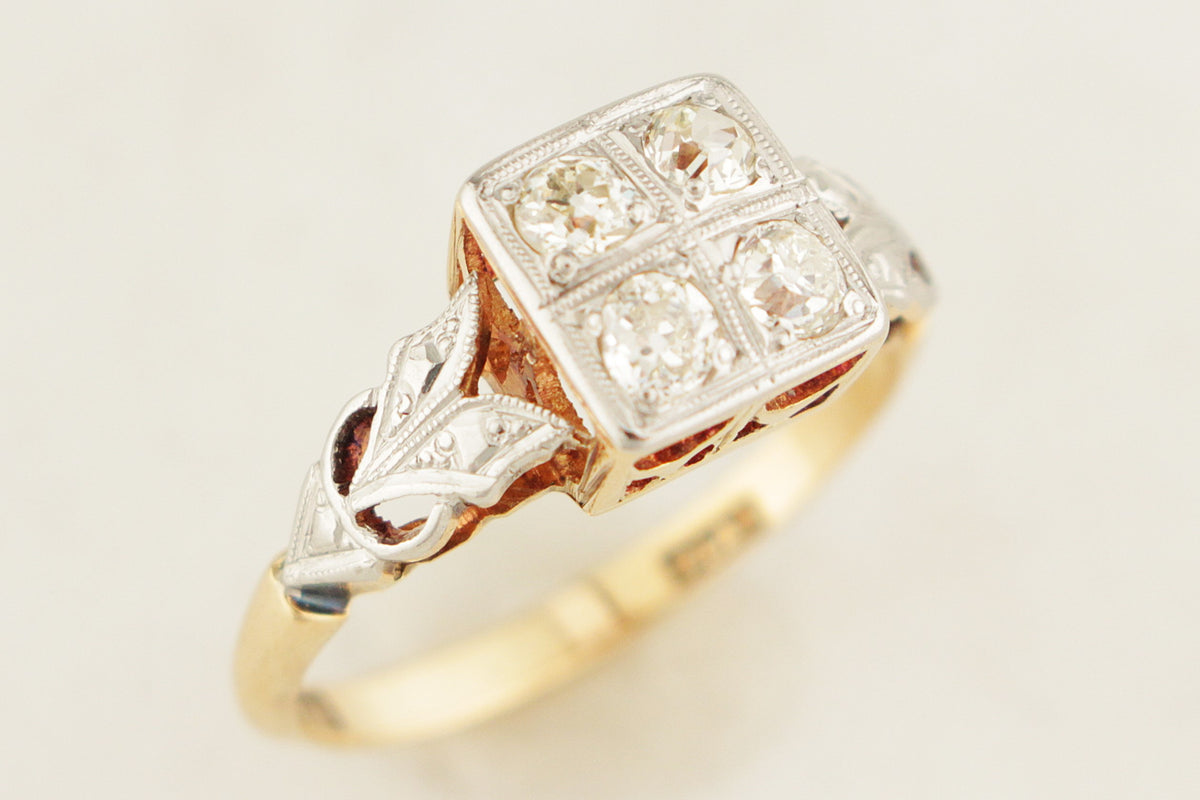 ANTIQUE AUSTRALIAN c1915 .40ct DIAMOND RING PLATINUM &amp; 18ct GOLD
