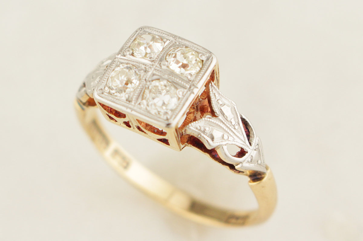 ANTIQUE AUSTRALIAN c1915 .40ct DIAMOND RING PLATINUM &amp; 18ct GOLD