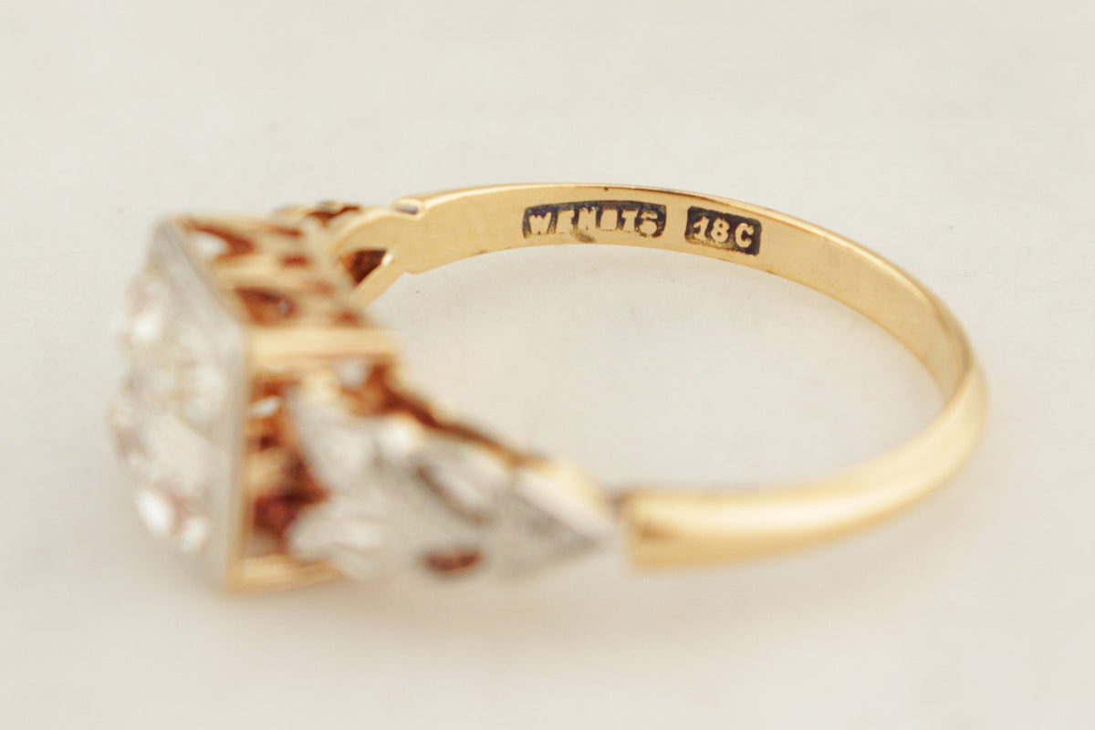 ANTIQUE AUSTRALIAN c1915 .40ct DIAMOND RING PLATINUM &amp; 18ct GOLD