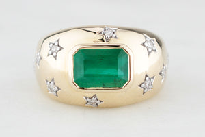 CONTEMPORARY EMERALD & DIAMOND RING 14ct GOLD