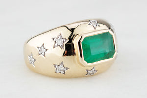 CONTEMPORARY EMERALD & DIAMOND RING 14ct GOLD