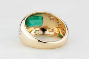 CONTEMPORARY EMERALD & DIAMOND RING 14ct GOLD
