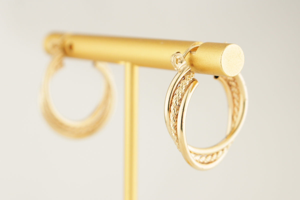 MODERN TRIPLE HOOP EARRINGS 14ct GOLD