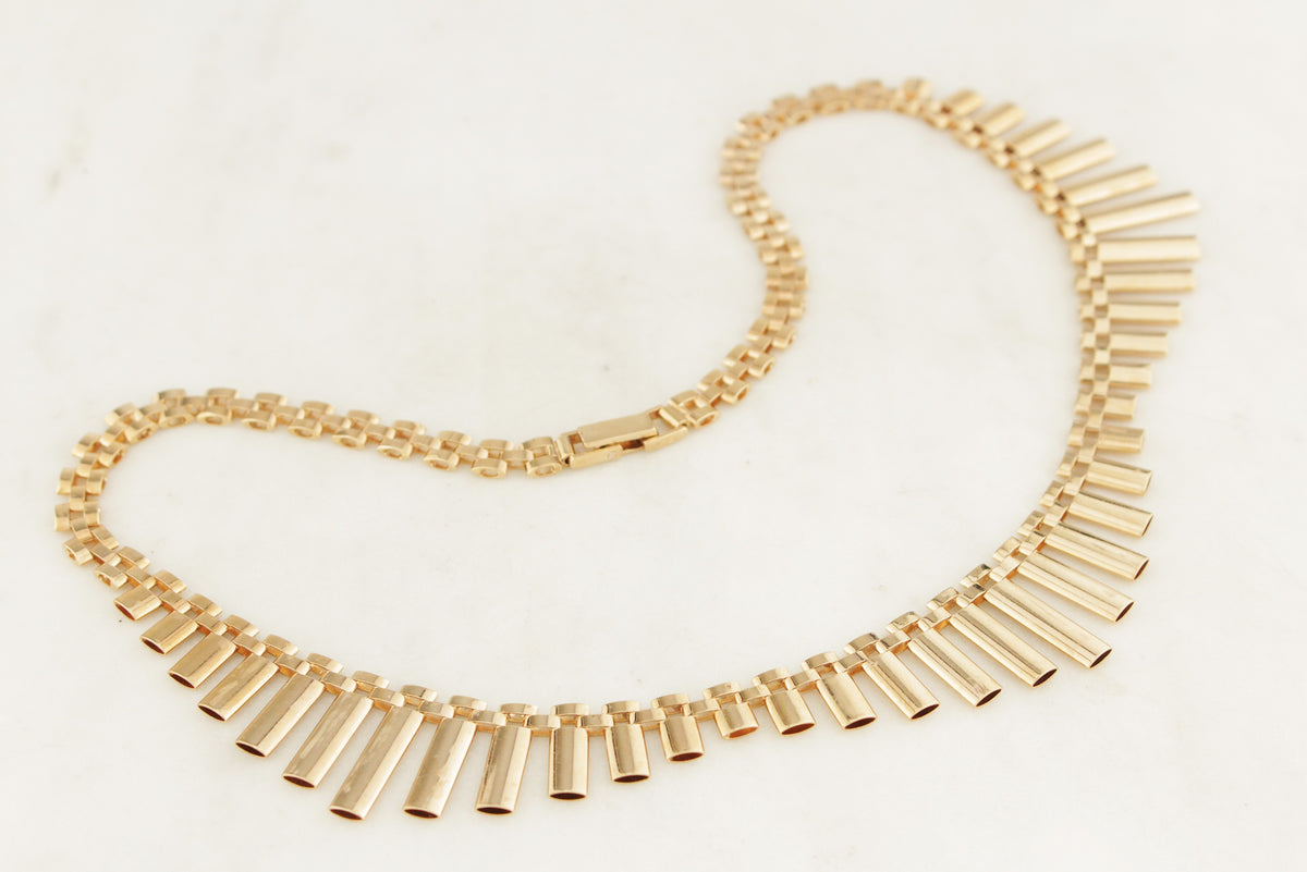 VINTAGE MID CENTURY 20g 9ct GOLD FRINGE NECKLACE