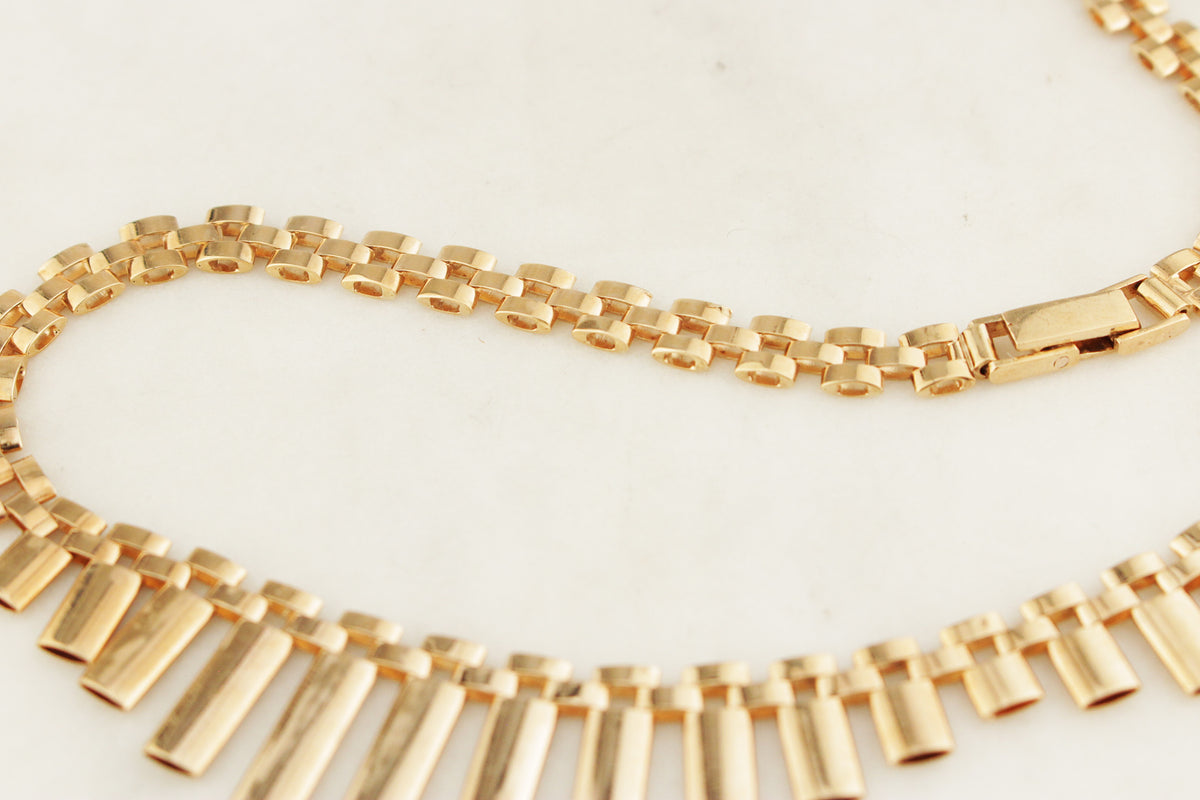 VINTAGE MID CENTURY 20g 9ct GOLD FRINGE NECKLACE