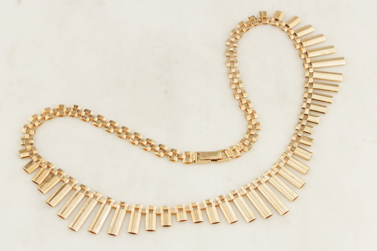 VINTAGE MID CENTURY 20g 9ct GOLD FRINGE NECKLACE