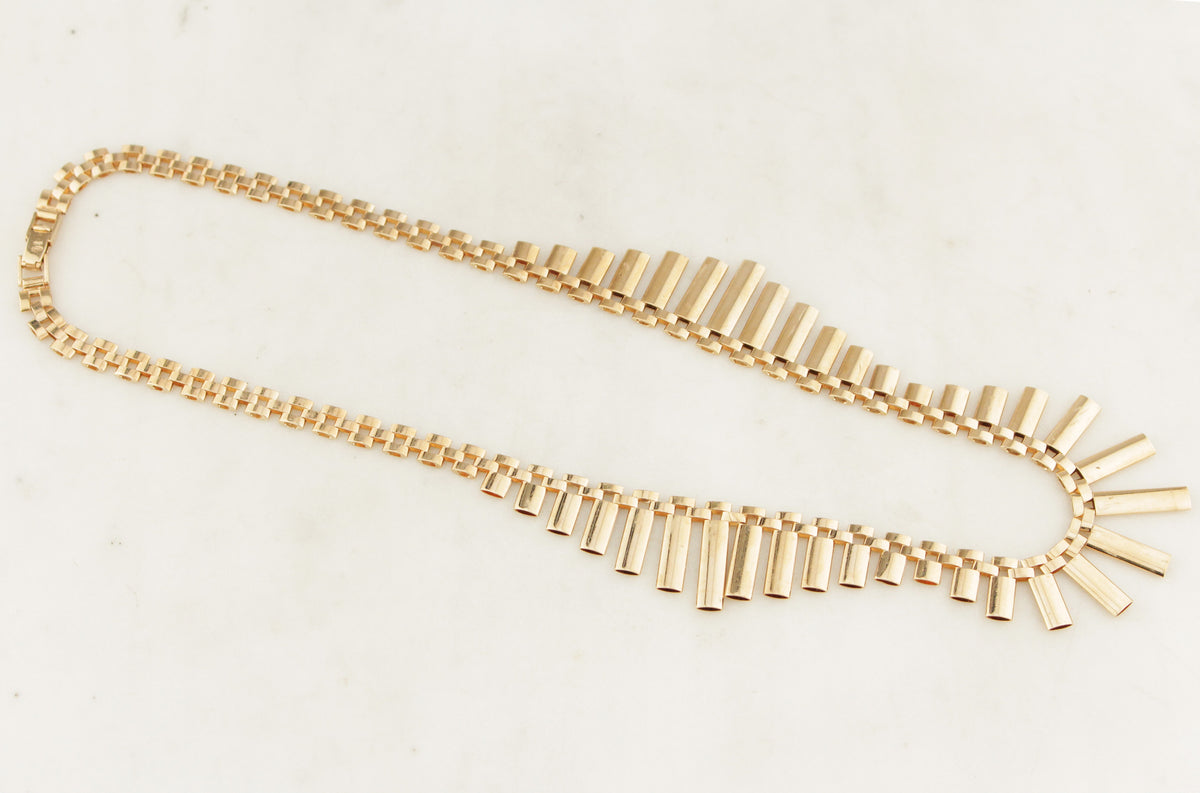 VINTAGE MID CENTURY 20g 9ct GOLD FRINGE NECKLACE