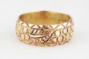 ANTIQUE EDWARDIAN 1904 ETCHED BAND 9ct GOLD