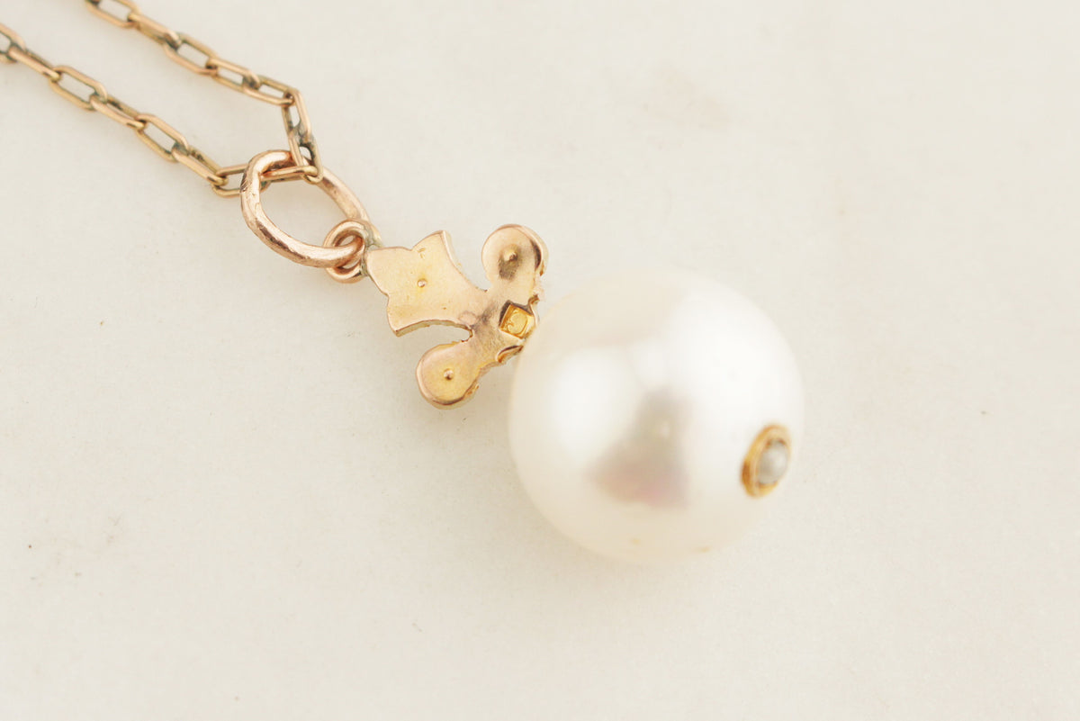 ANTIQUE c1920’s PEARL PENDANT 9ct GOLD