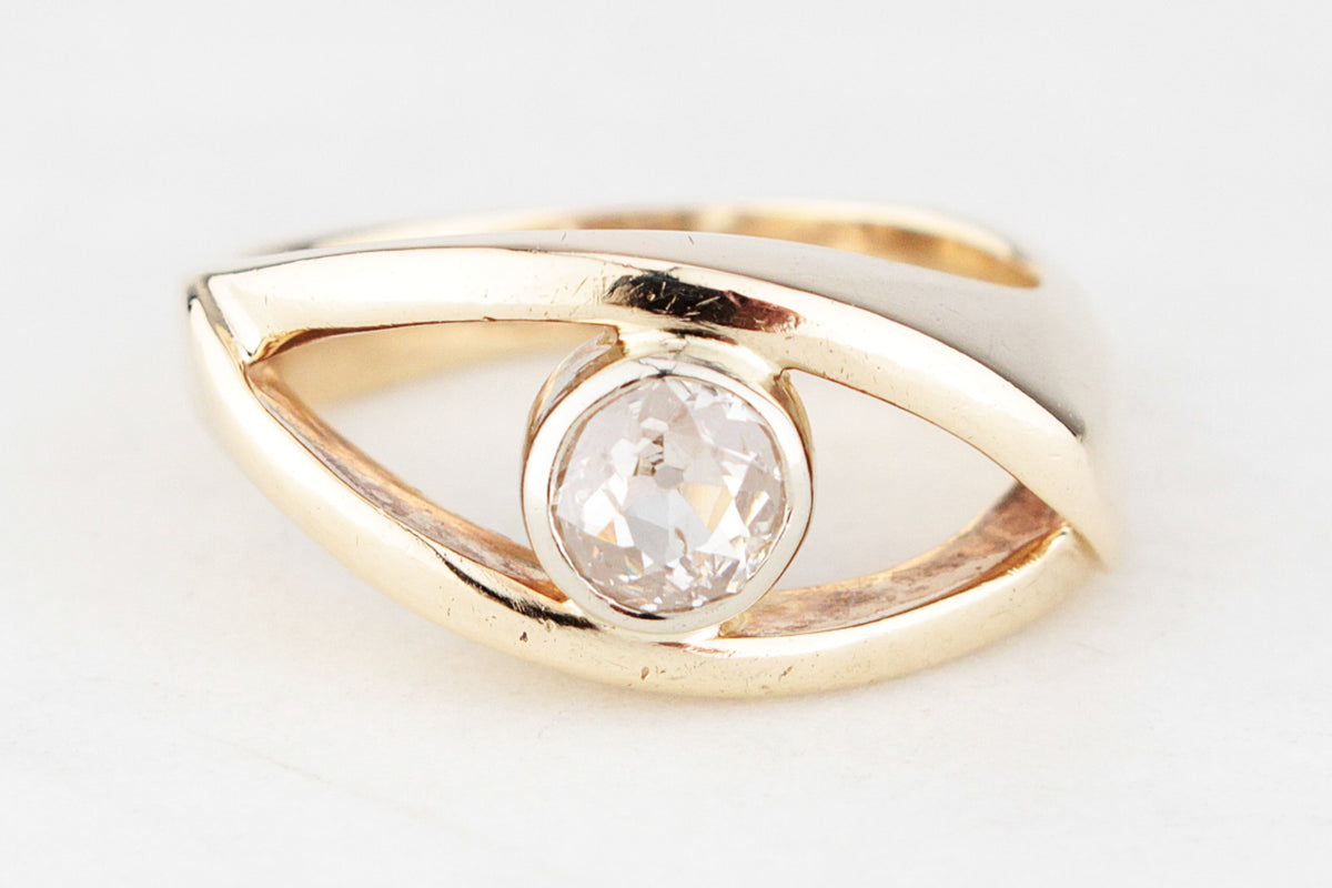 MID-CENTURY .55ct CHAMPAGNE DIAMOND RING  14ct GOLD