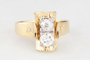 MID-CENTURY .68ct DOUBLE DIAMOND RING 18ct GOLD