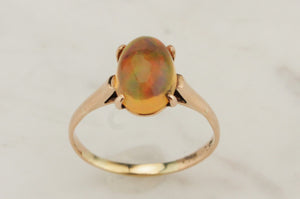 ANTIQUE EDWARDIAN c1910 FIRE OPAL RING ON 18ct YELLOW GOLD