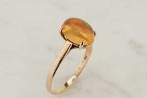 ANTIQUE EDWARDIAN c1910 FIRE OPAL RING ON 18ct YELLOW GOLD