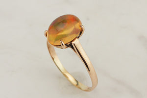 ANTIQUE EDWARDIAN c1910 FIRE OPAL RING ON 18ct YELLOW GOLD