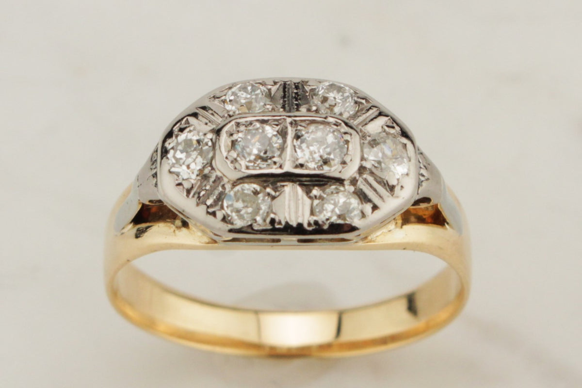 ANTIQUE ART DECO c1920 DIAMOND DRESS RING ON 18ct YELLOW & WHITE GOLD