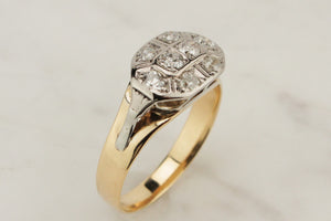 ANTIQUE ART DECO c1920 DIAMOND DRESS RING ON 18ct YELLOW & WHITE GOLD