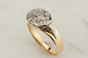 ANTIQUE ART DECO c1920 DIAMOND DRESS RING ON 18ct YELLOW & WHITE GOLD