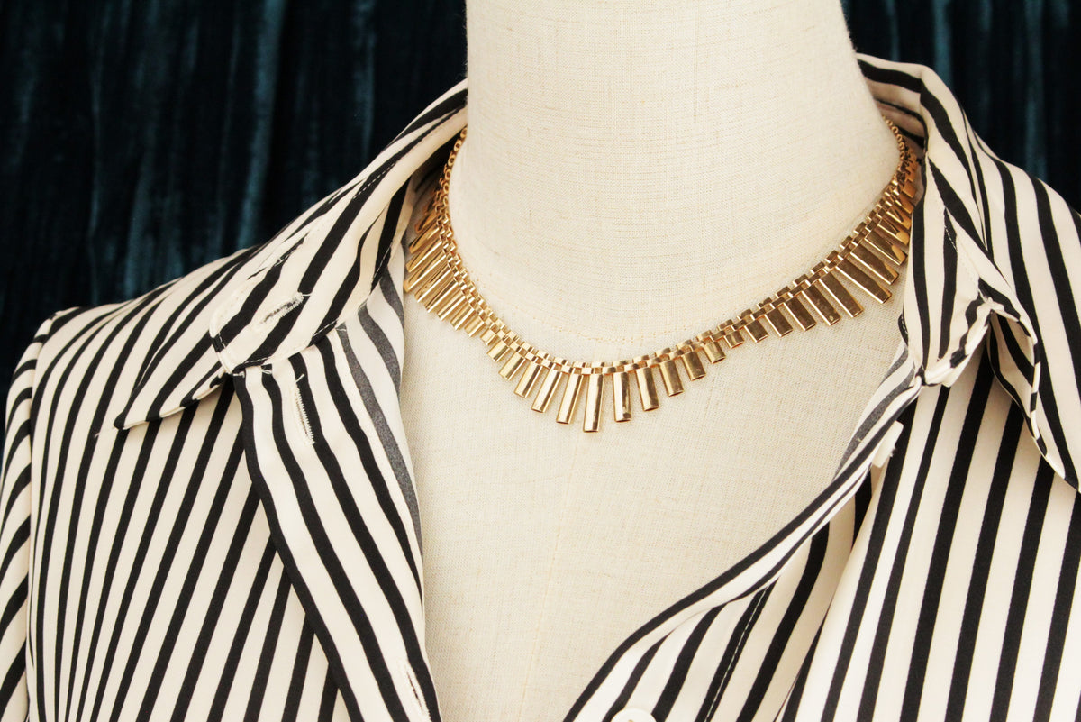 VINTAGE MID CENTURY 20g 9ct GOLD FRINGE NECKLACE